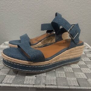 Denim Espadrille Wedge Sandals